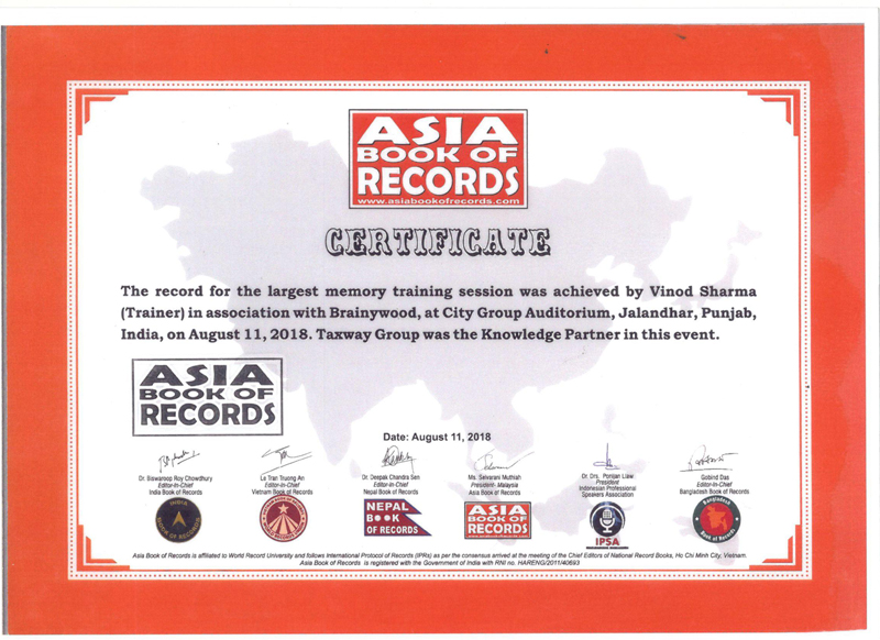 Asia Book Of Records Certificate